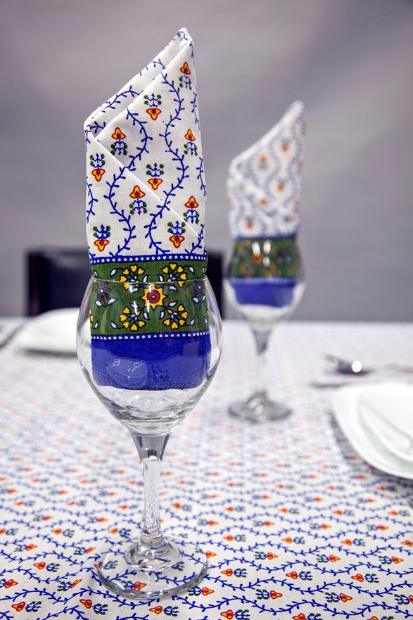 Floral Vine Tablecloth Round Square Table Linen White Blue Green Gold Red - Sweet Us