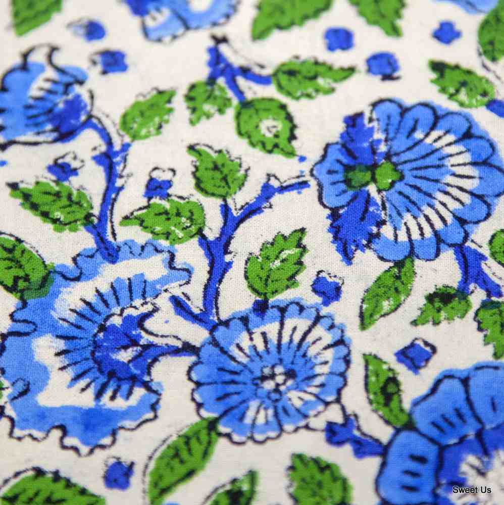 Royal Paisley Floral Block Print Table Napkin, Seaglass Symphony