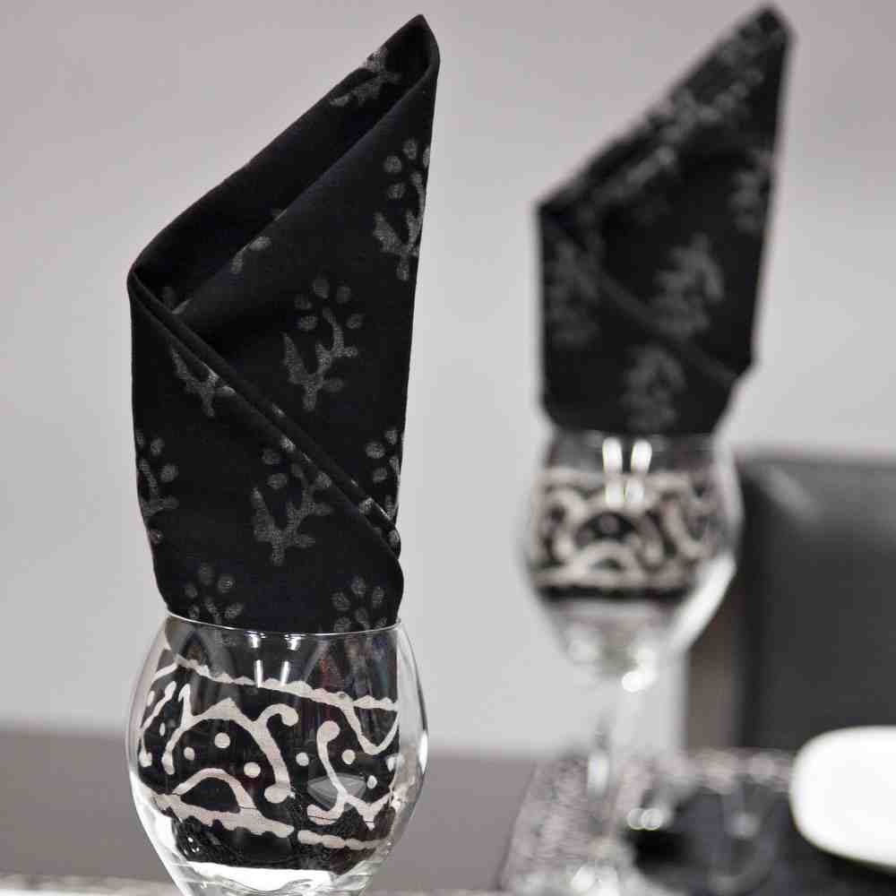 Cotton Hand Block Print Floral Buti Napkin Table Linen