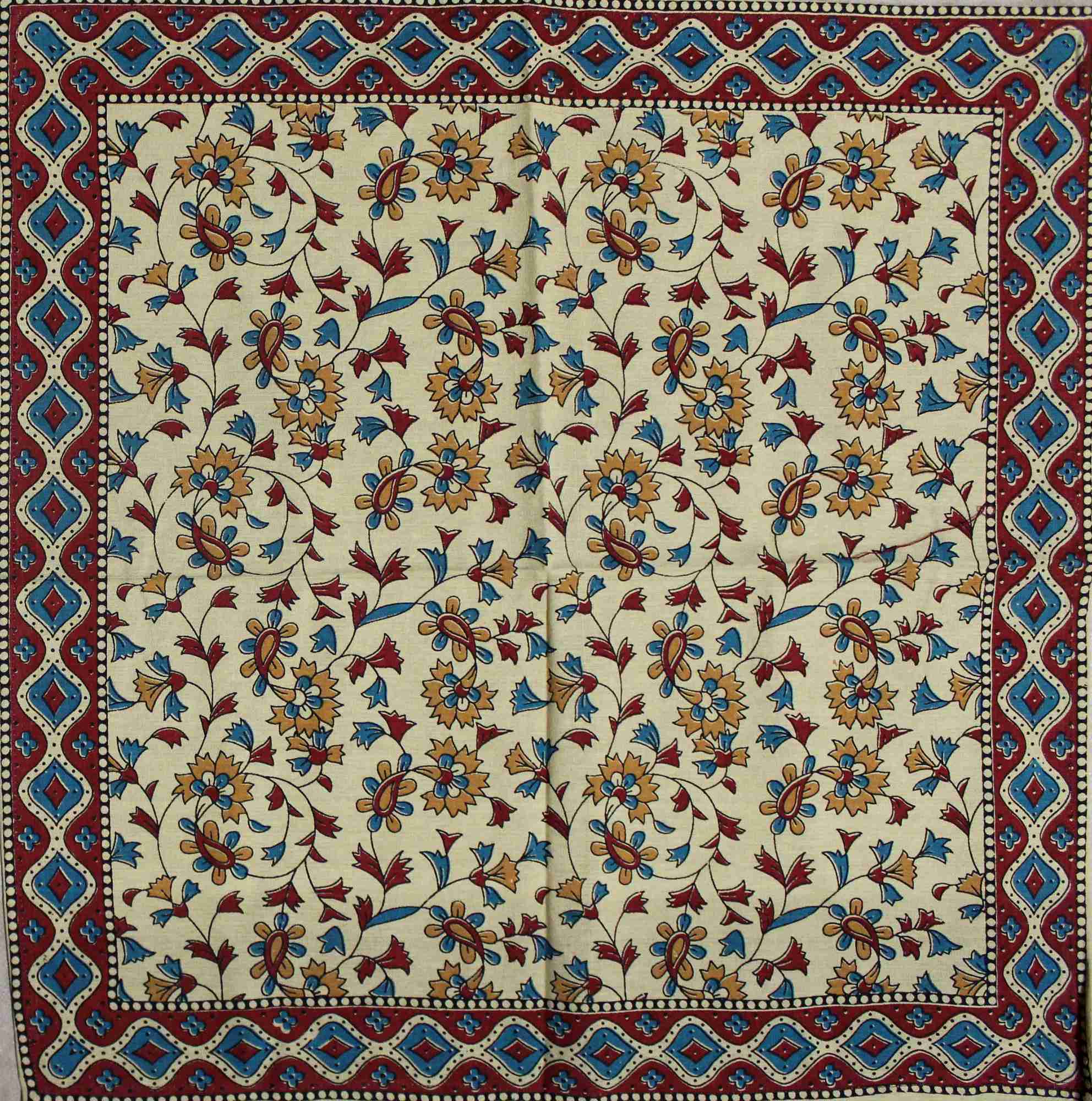 Cotton Dinner Napkins Thanksgiving Napkins Paisley Floral Elephant 19 x 19 inches Beige Blue Purple - Sweet Us