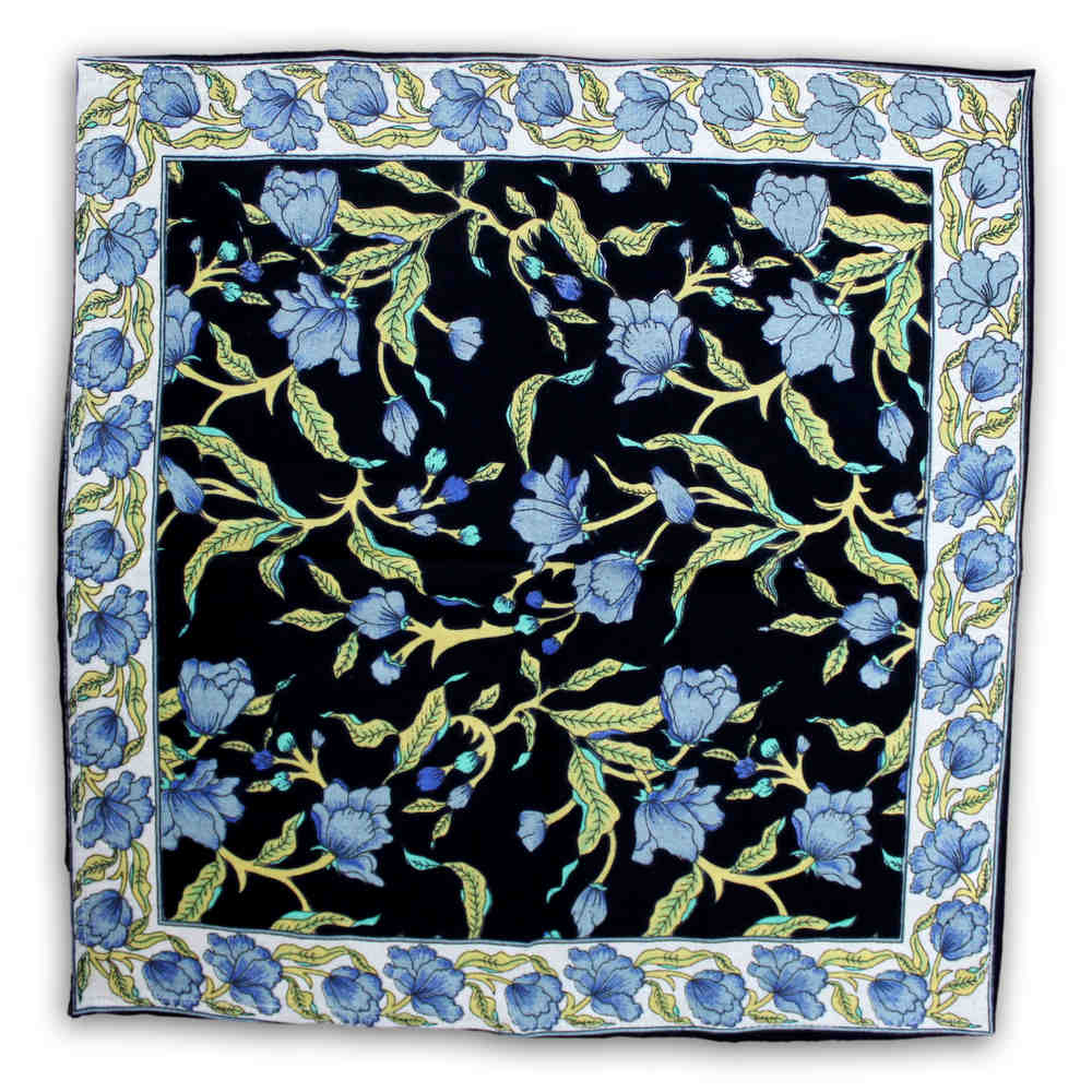 The Affluent Floral French Country Cotton Table Napkin, Power Black