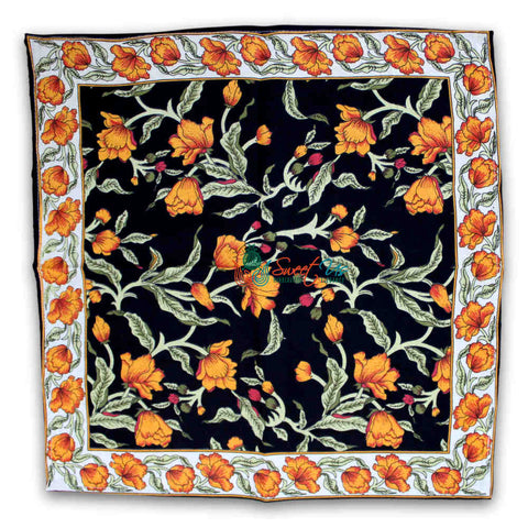 The Affluent Floral French Country Cotton Table Napkin, Amber Black