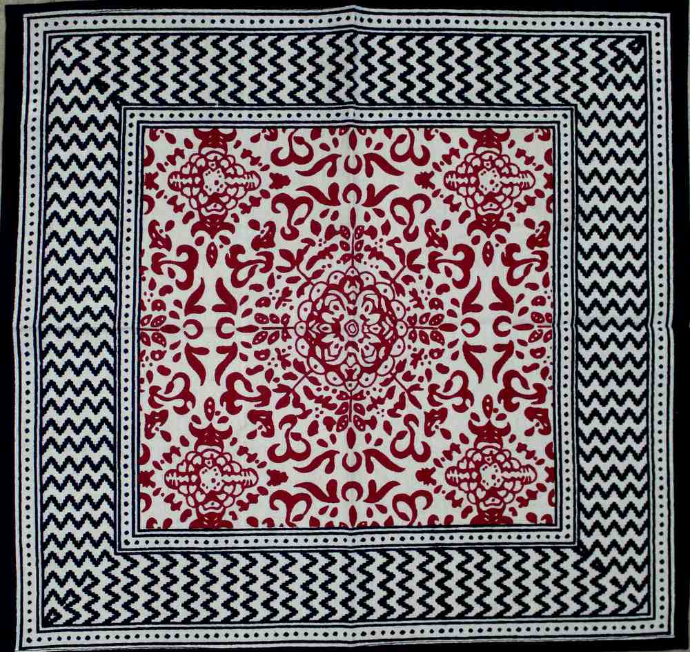 Cotton French Country Geometric Tablecloth Square 72 x 72 Inches Table Linen - Sweet Us