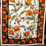 The Affluent Floral French Country Cotton Table Runner, Amber Olive