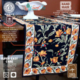 The Affluent Floral French Country Cotton Table Runner, Amber Black