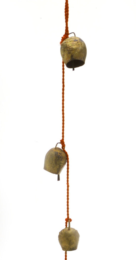Chime of Four Dome Shaped Tin Bells with Metal Ringer on 25" Long Cord