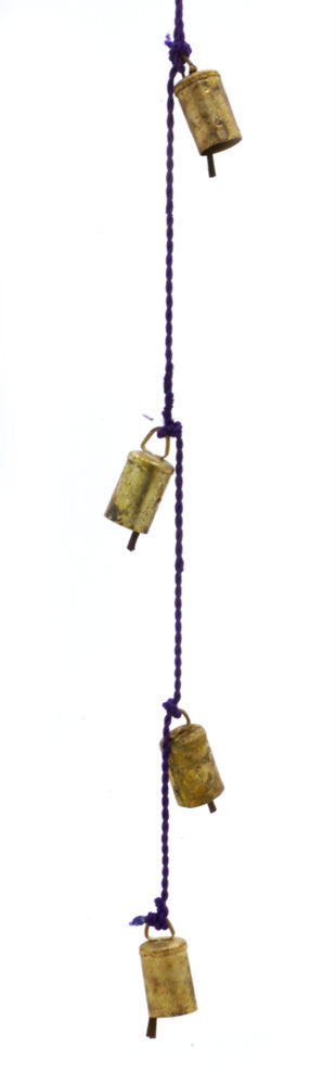 Chime of Four Tin Bells with Metal Striker on 26" Long Cord in Assorted colors - Sweet Us