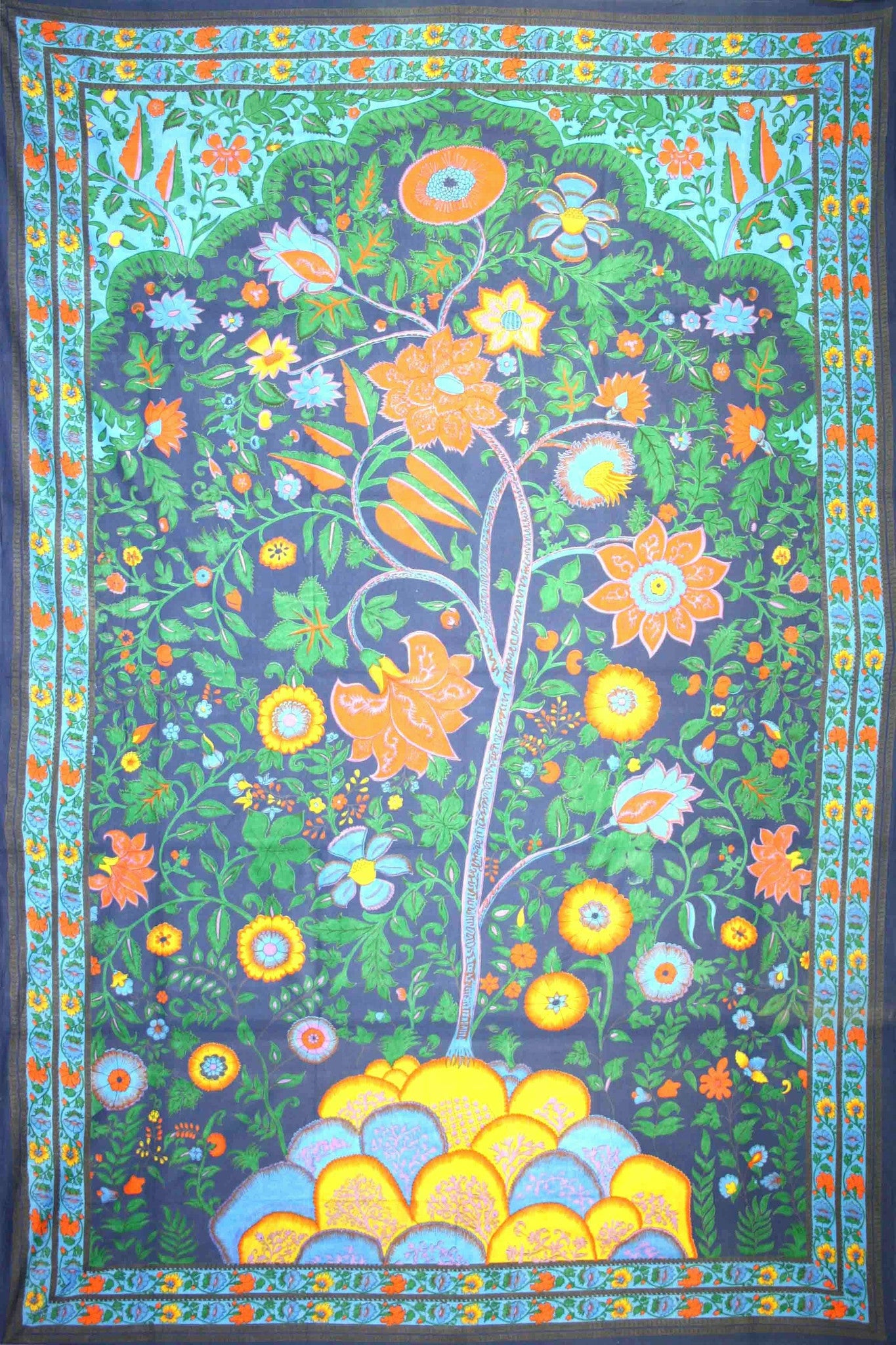 Handmade Cotton Tree of Life Floral Tapestry Tablecloth Wall Hang Coverlet Twin - Sweet Us