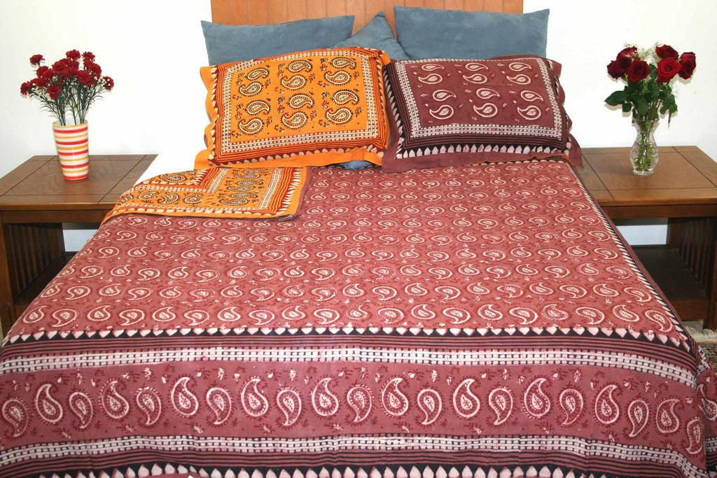 Dabu Block Print Paisley Handmade Reversible 100% Cotton Duvet Cover Queen King - Sweet Us