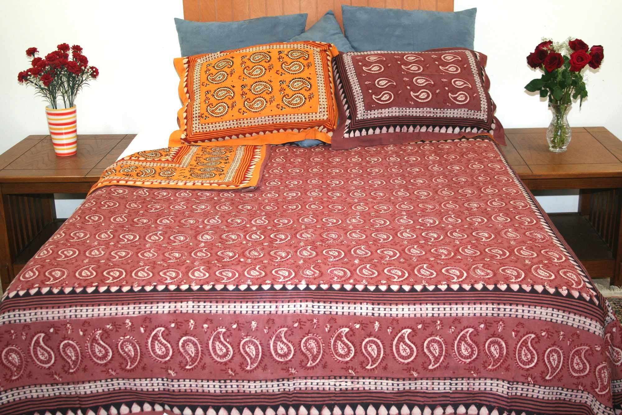 Dabu Block Print Paisley Handmade Reversible 100% Cotton Duvet Cover Queen King - Sweet Us