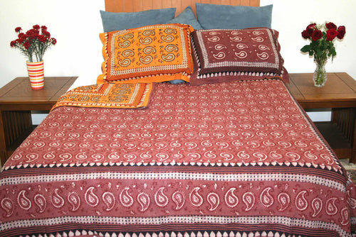 Dabu Block Print Paisley Handmade Reversible 100% Cotton Duvet Cover Queen King - Sweet Us