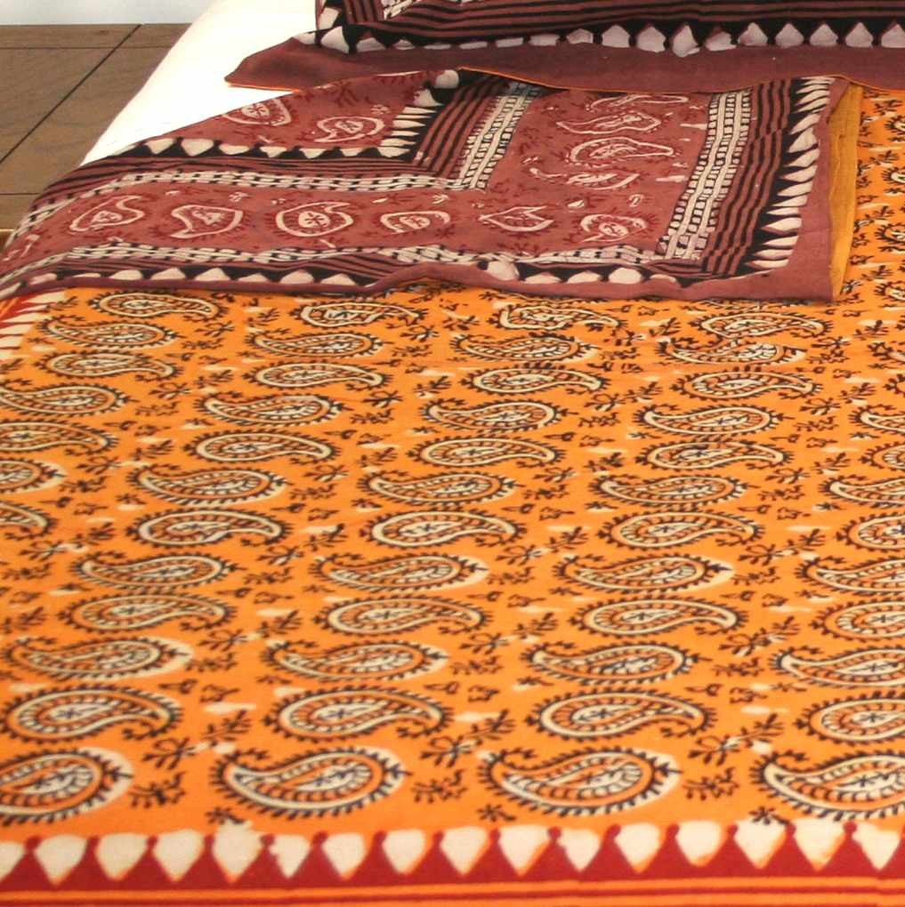 Dabu Block Print Paisley Handmade Reversible 100% Cotton Duvet Cover Queen King - Sweet Us