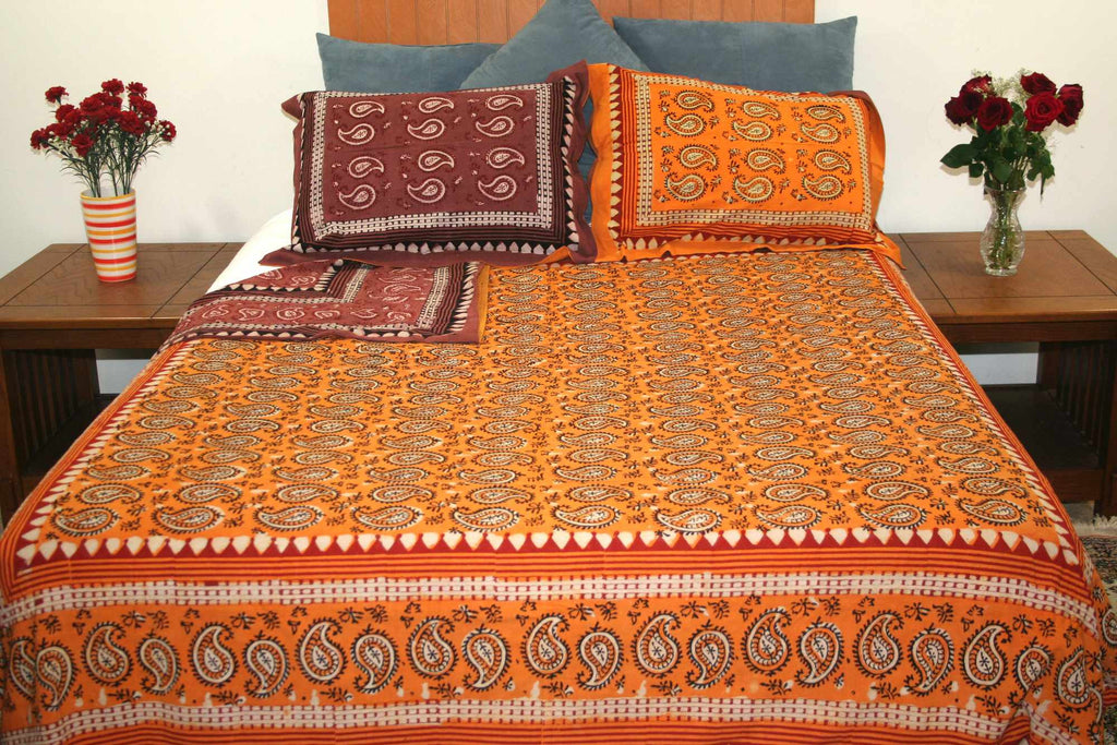 Dabu Block Print Paisley Handmade Reversible 100% Cotton Duvet Cover Queen King - Sweet Us