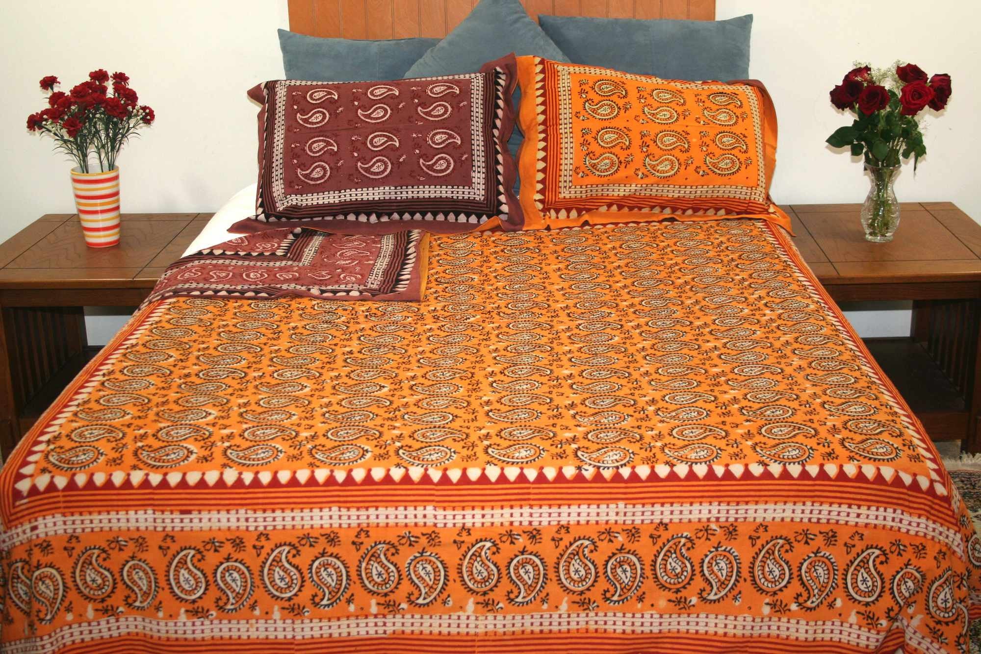 Dabu Block Print Paisley Handmade Reversible 100% Cotton Duvet Cover Queen King - Sweet Us