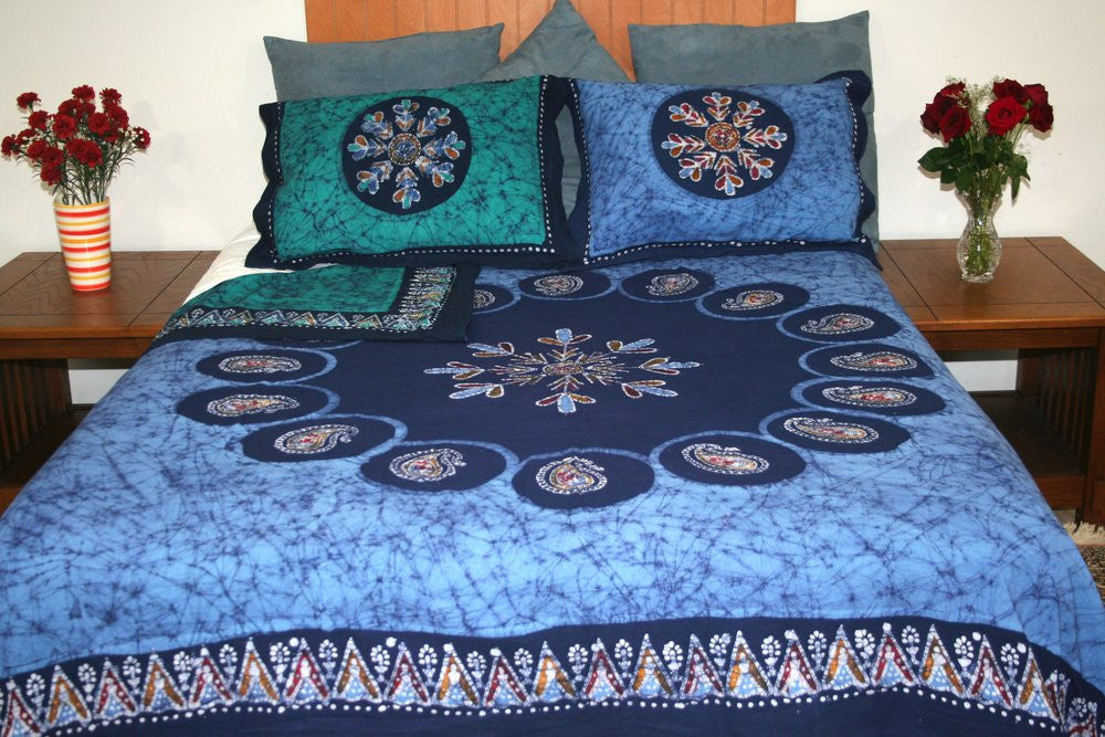 Handmade Cotton Reversible Duvet Cover Multi Batik Paisley Mandala 100% Cotton Full Queen King - Sweet Us