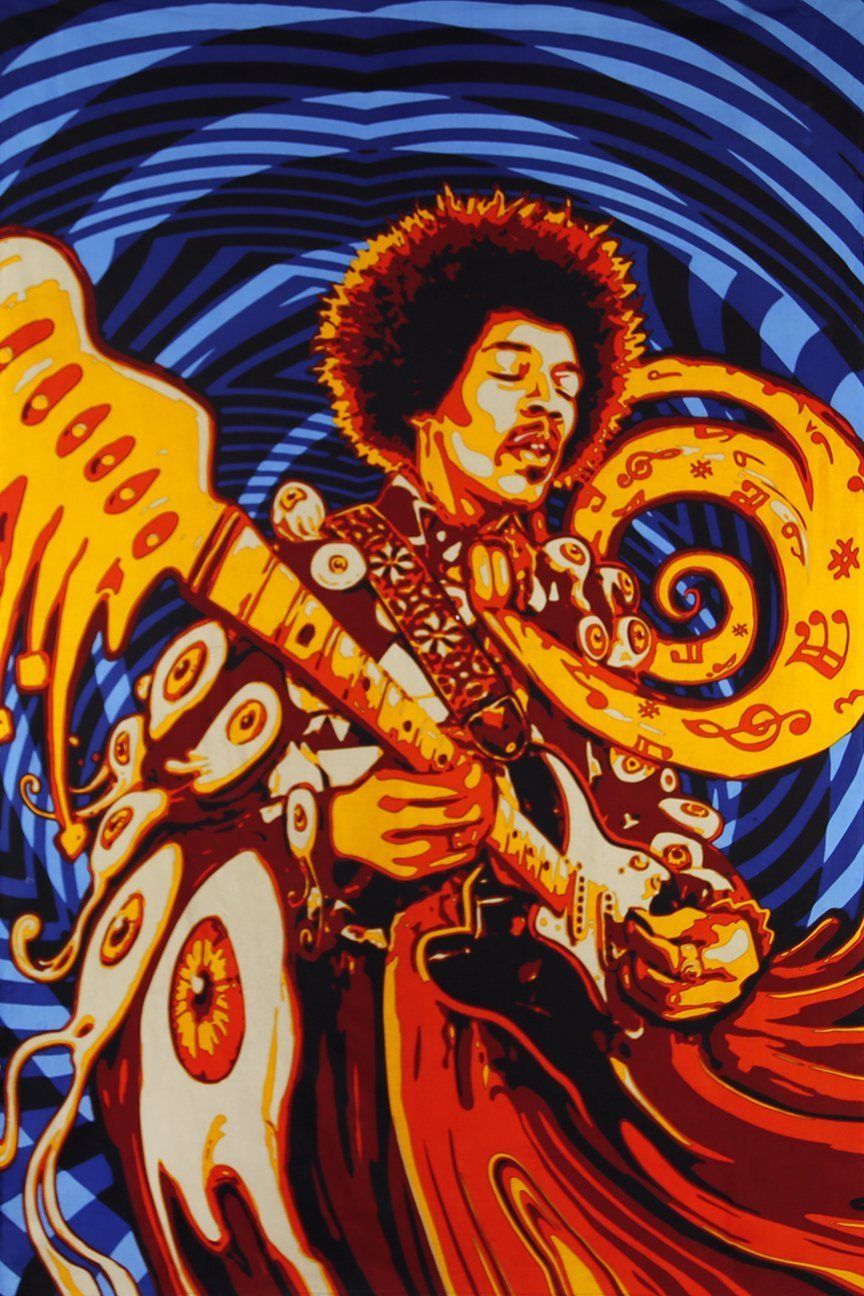 Handmade Cotton Jimi Hendrix Tapestry Wall Art Beach Sheet 60x90 inches - Sweet Us