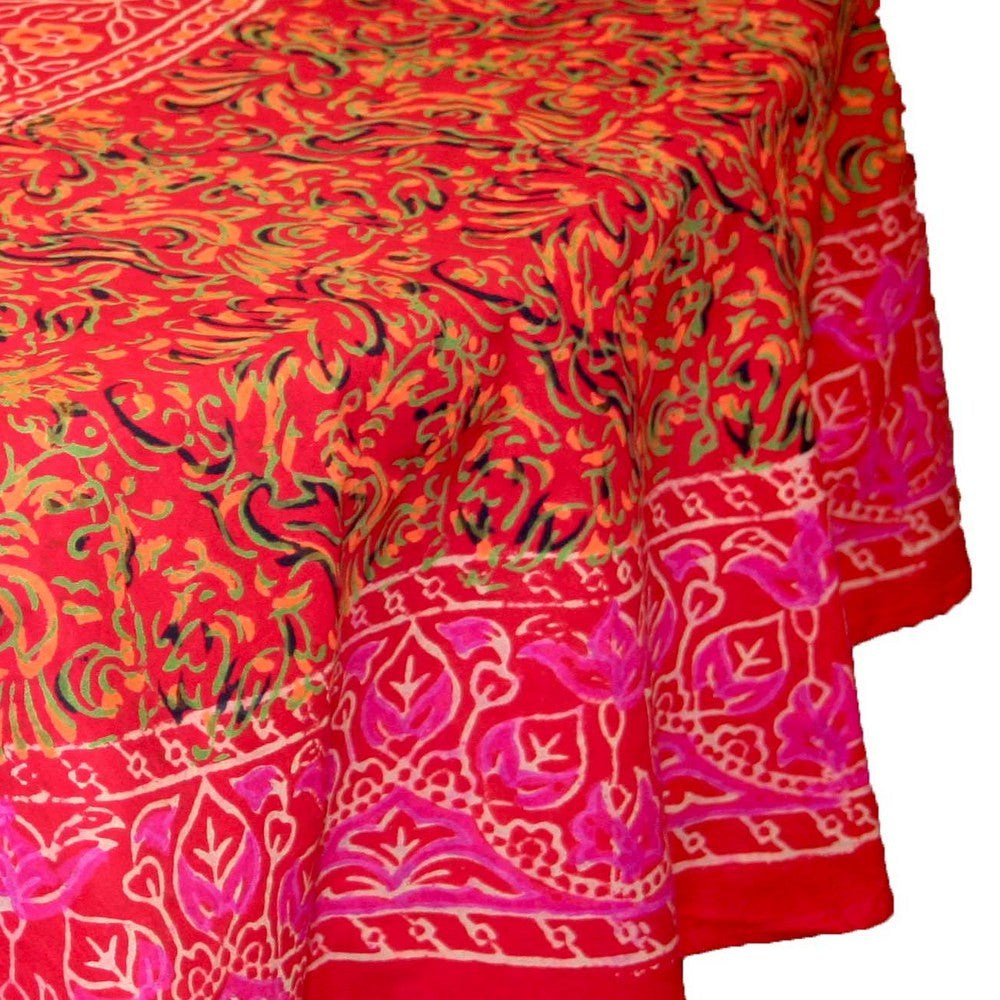 Clearance Handmade Sanganeer Floral Mandala 72" Round 100% Cotton Tablecloth Gorgeous Red - Sweet Us