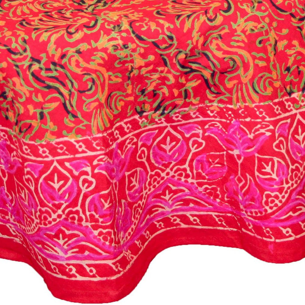 Clearance Handmade Sanganeer Floral Mandala 72" Round 100% Cotton Tablecloth Gorgeous Red - Sweet Us