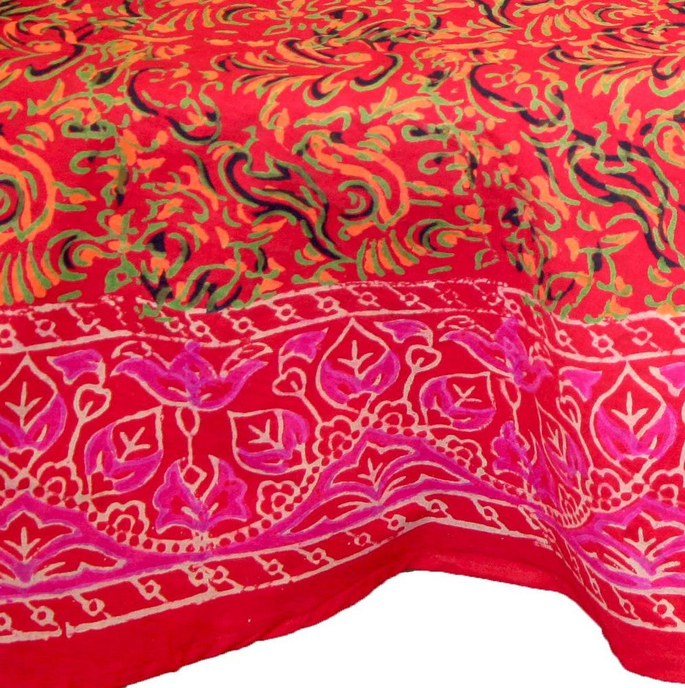 Clearance Handmade Sanganeer Floral Mandala 72" Round 100% Cotton Tablecloth Gorgeous Red - Sweet Us